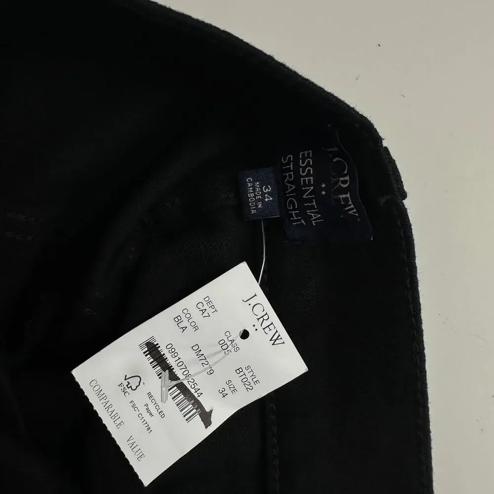 J.Crew Essential Straight Jean All Day Stretch Denim High Waist Black US 34 NWT
